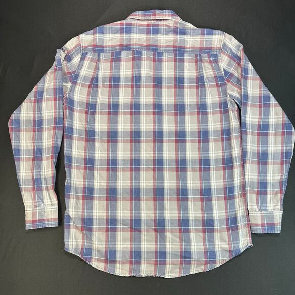 Weatherproof Vintage Mens Burnout Dove Blue Plaid Button Up Flannel Shirt Size M - Picture 3 of 7